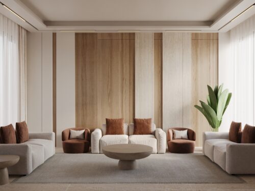 Contemporary office interior featuring stylish furniture and modern design elements for a professional workspace